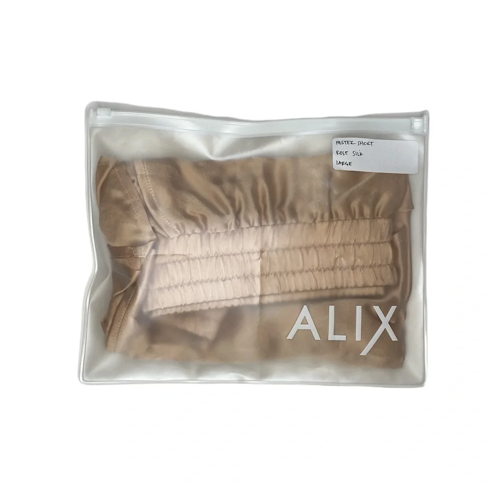 ALIX NYC 100% silk “Hester” rose gold pajama shorts loungewear